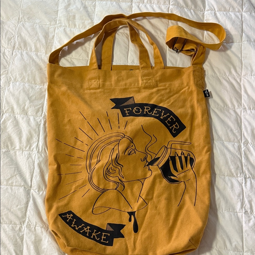 Forever Awake Mustard Graphic Tote Bag